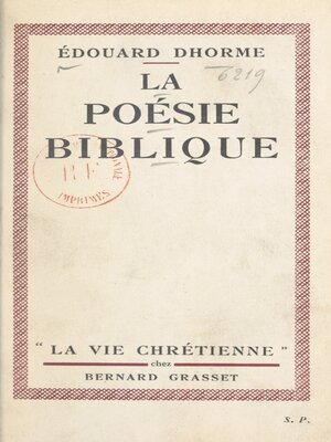 cover image of La poésie biblique